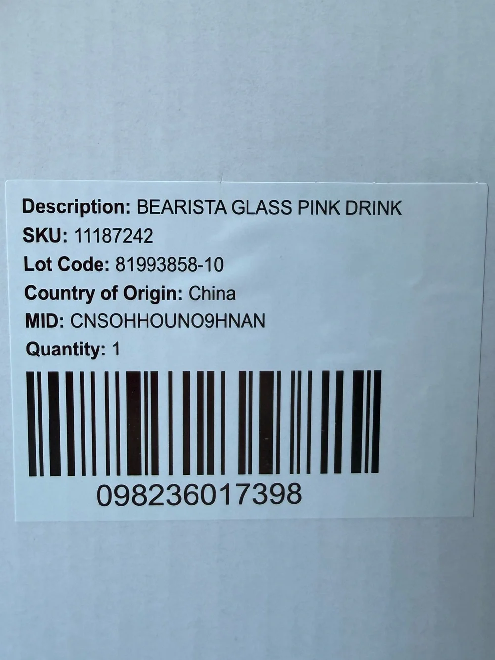 Starbucks Pink Bearista Glass Tumbler - NEW IN BOX